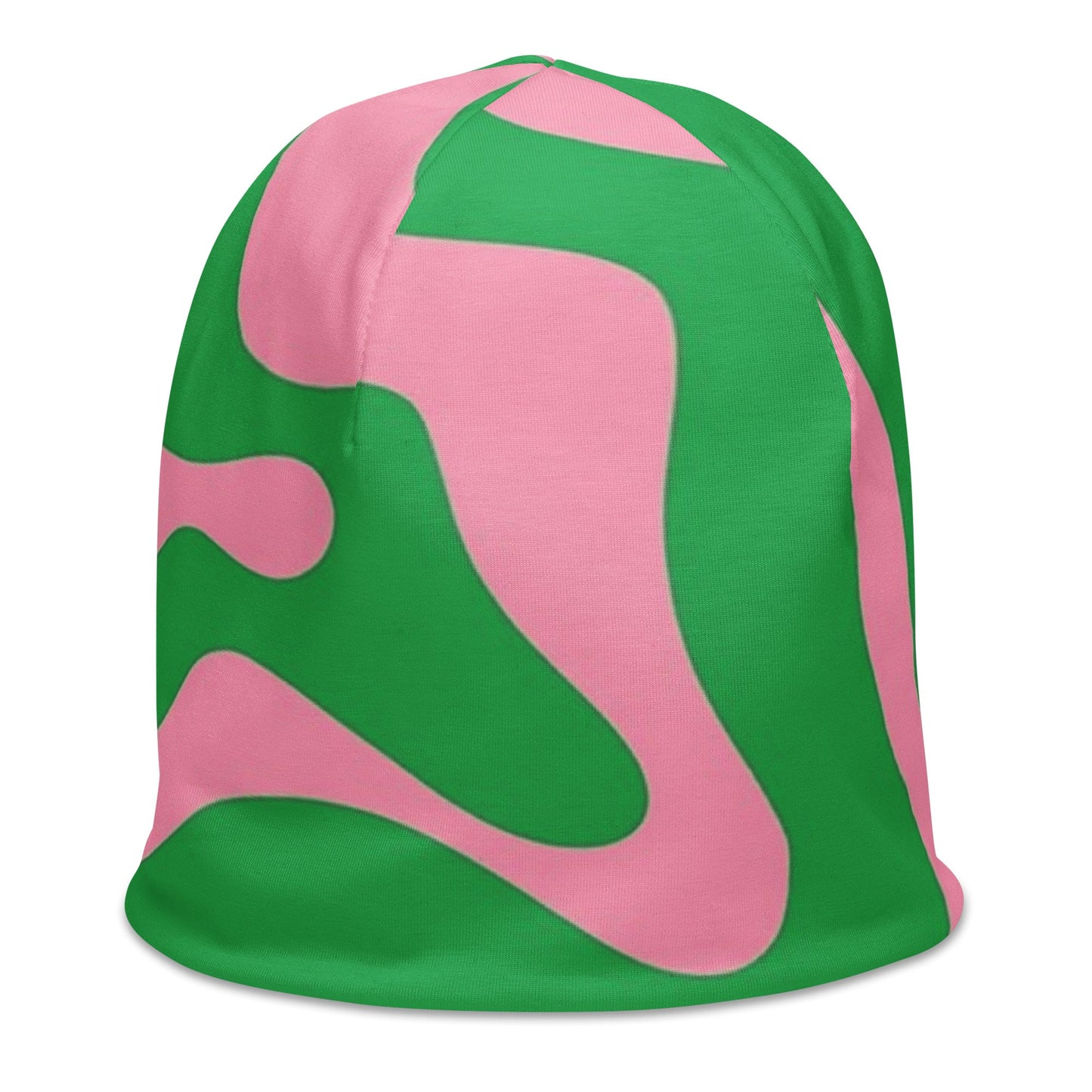 SO Wavy Colorblock Pink and Green Abstract Beanie Pretty Junkie Apparel