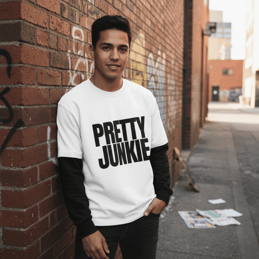 Layered Contrast Sleeve Cotton T-Shirt ODMPOD