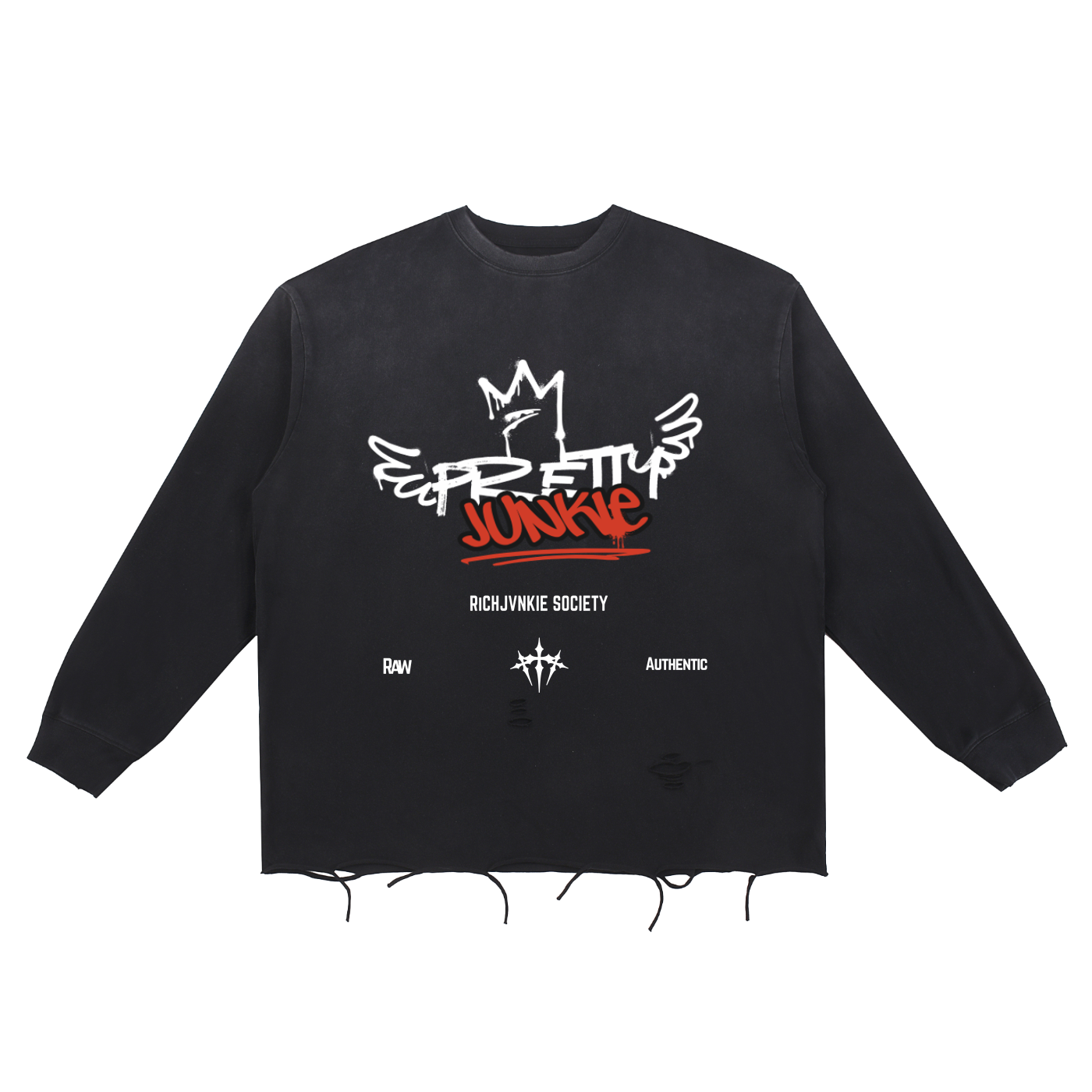 Snow Wash Raw Edge Cotton T-Shirt ODMPOD