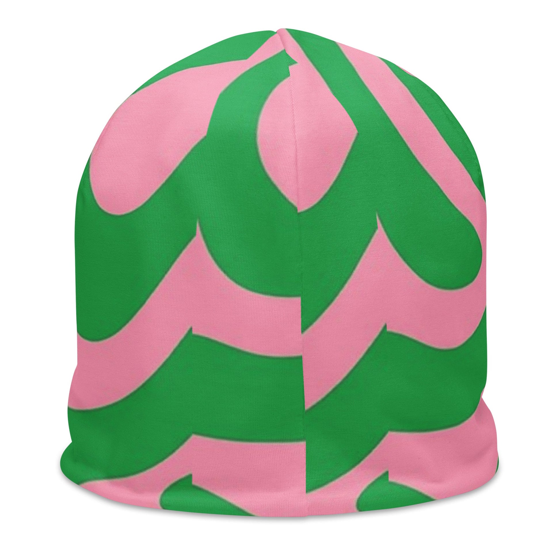 SO Wavy Colorblock Pink and Green Abstract Beanie Pretty Junkie Apparel