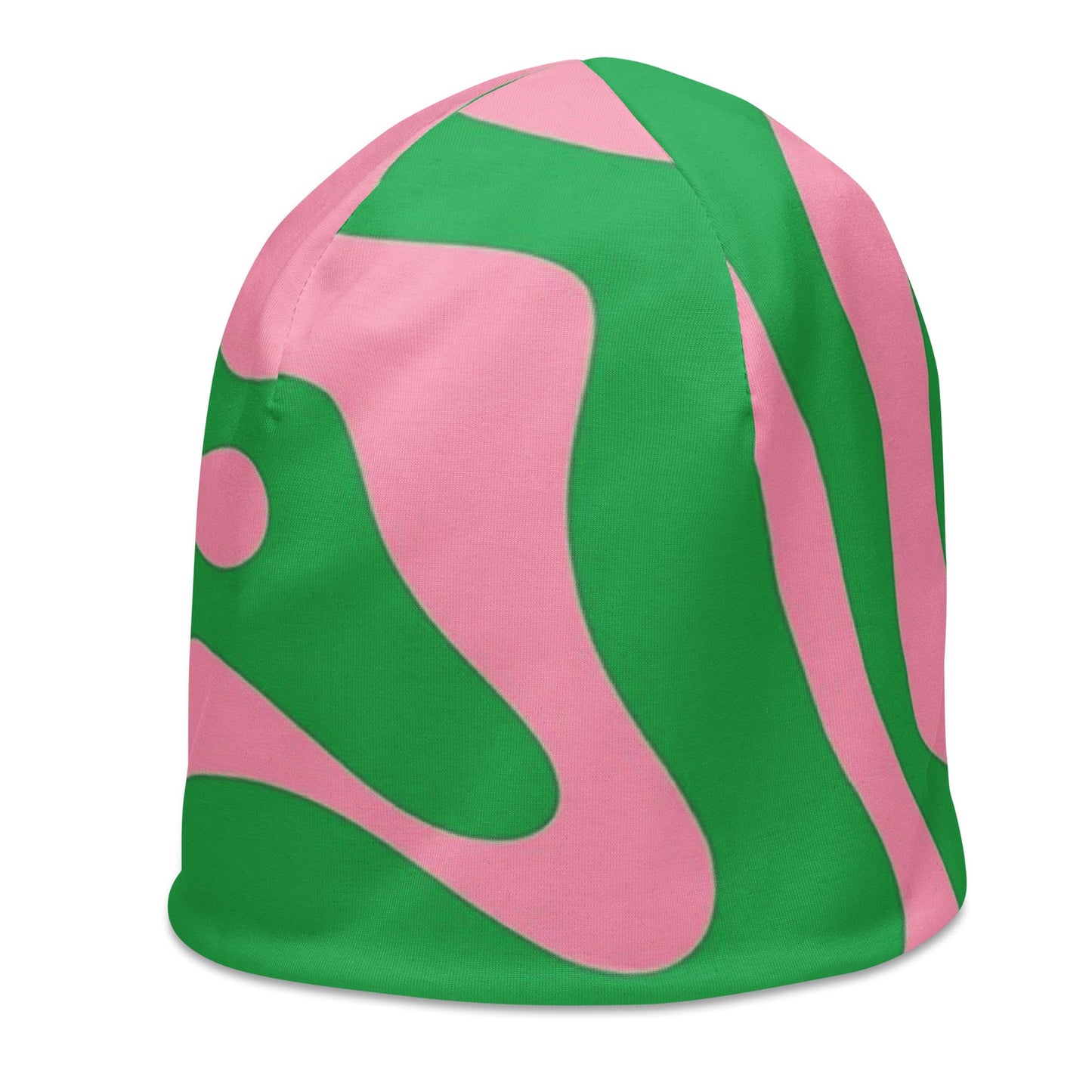 SO Wavy Colorblock Pink and Green Abstract Beanie Pretty Junkie Apparel