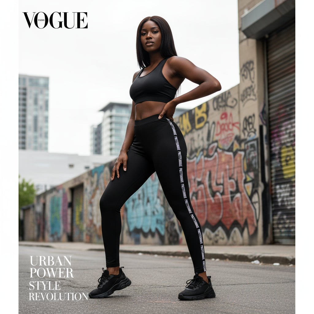 PRETTYJUNKIE Side Script Leggings Pretty Junkie Apparel