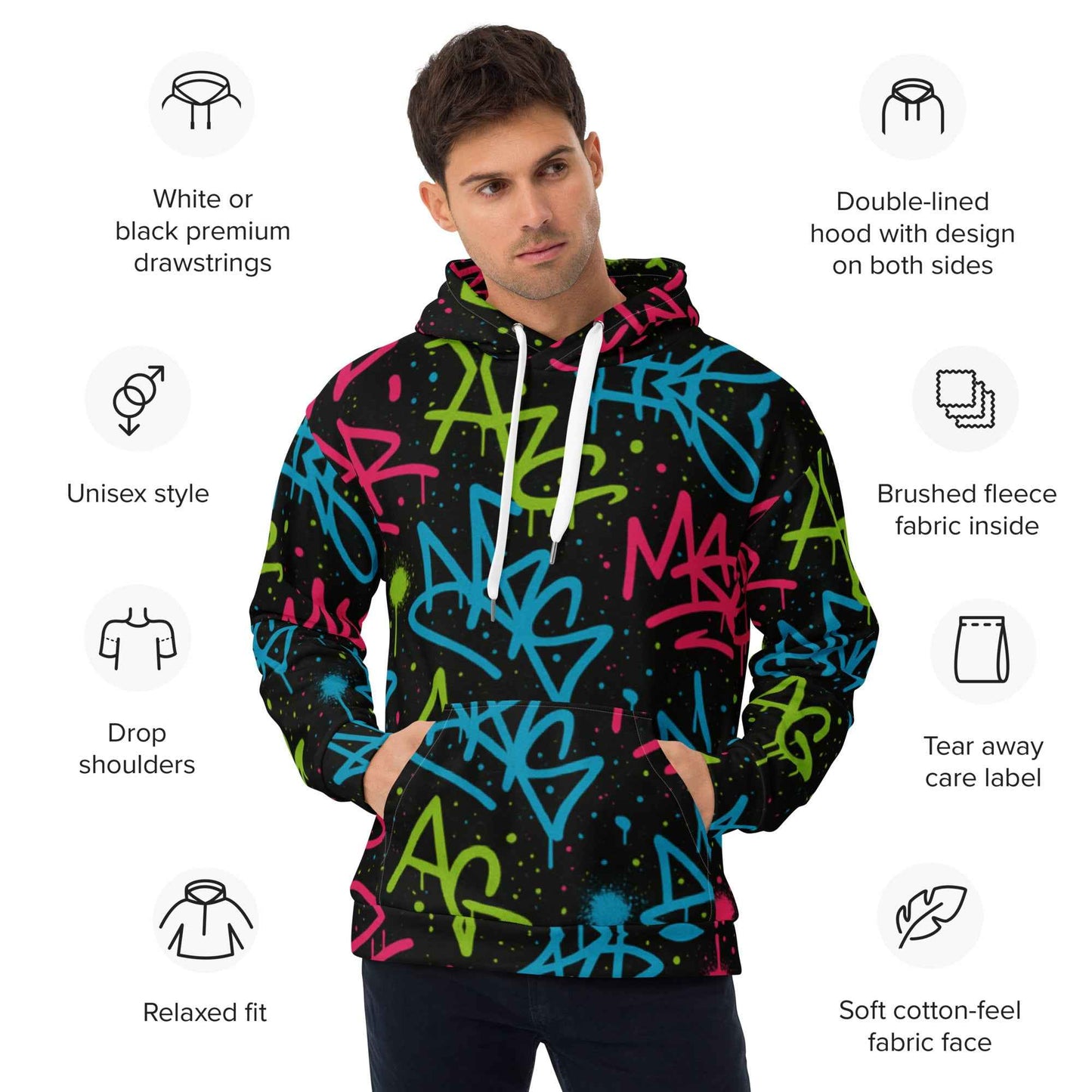 Graffiti Splash All Over Print Hoodie - Pretty Junkie Apparel
