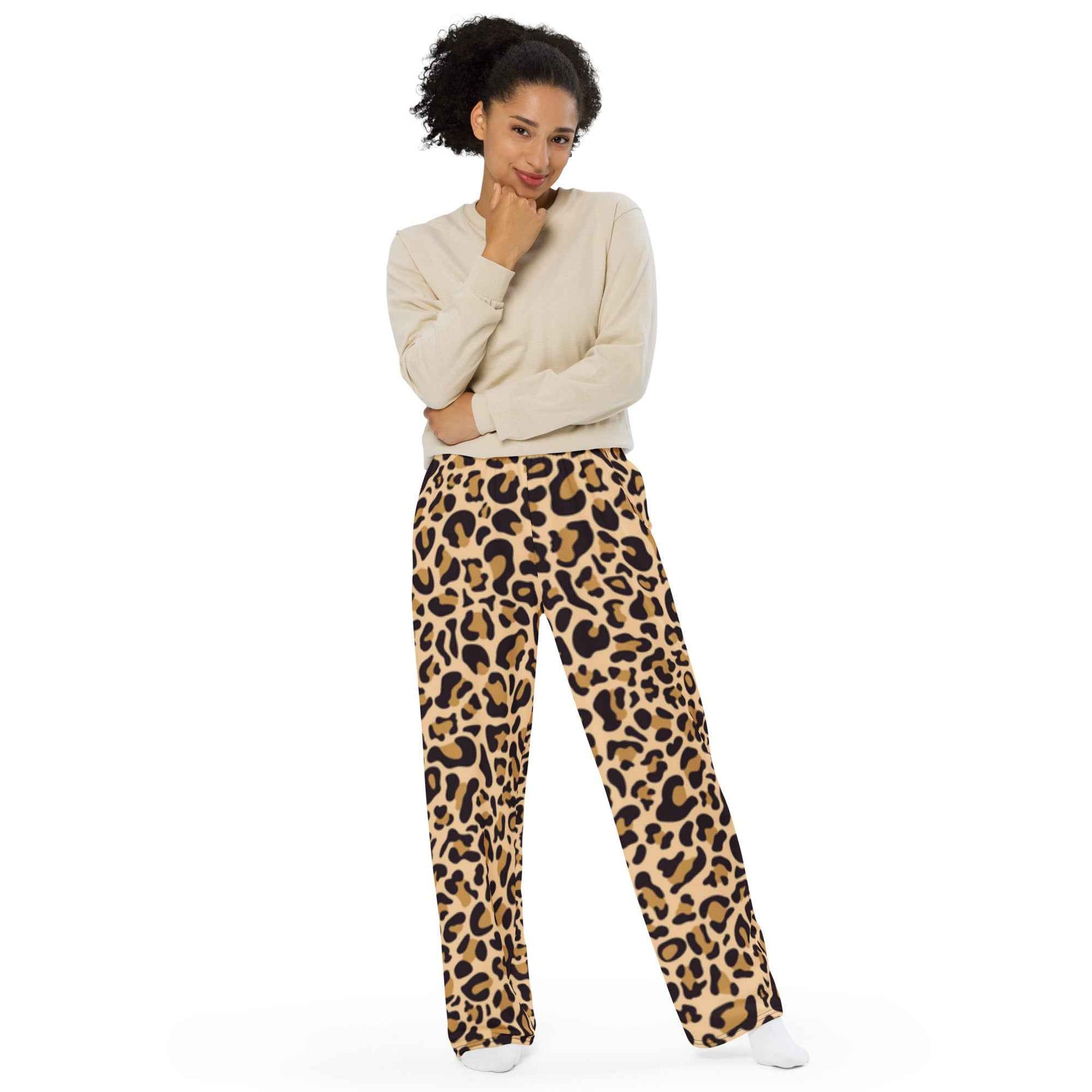 Classic Cheetah Print Wide Leg Pants