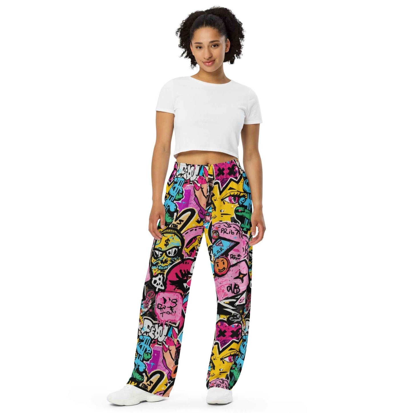 Collage Stitch Baddie Theme Wide Leg Joggers Pretty Junkie Apparel