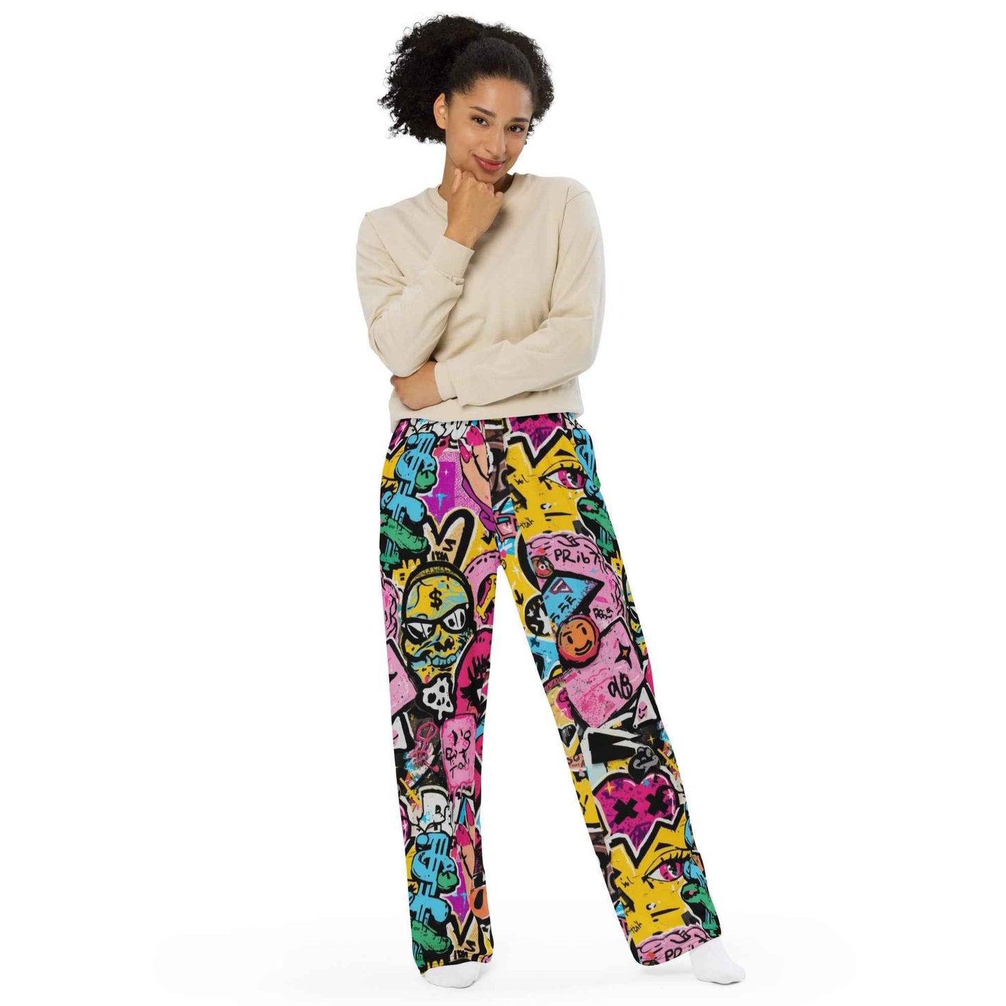 Collage Stitch Baddie Theme Wide Leg Joggers Pretty Junkie Apparel