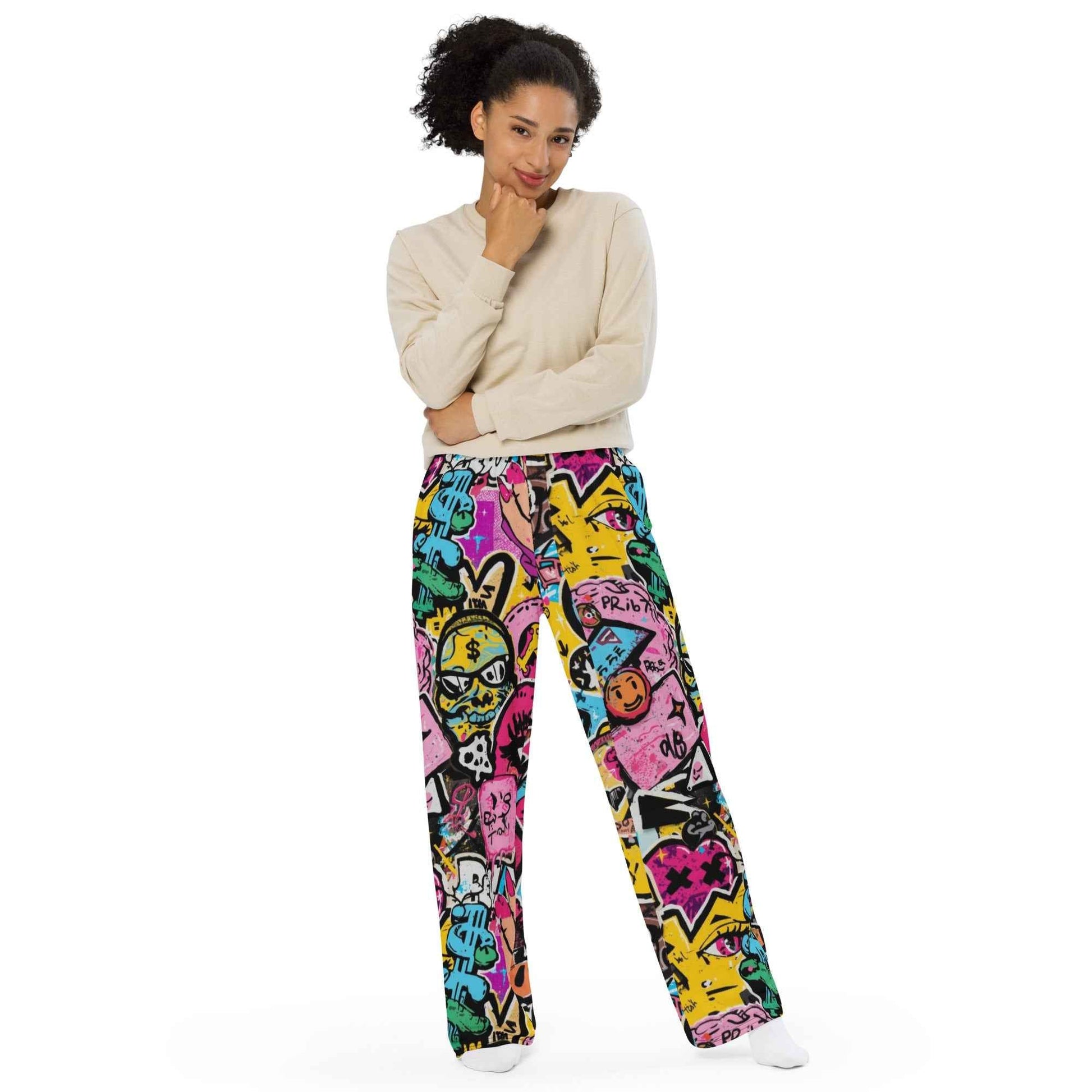Collage Stitch Baddie Theme Wide Leg Joggers Pretty Junkie Apparel