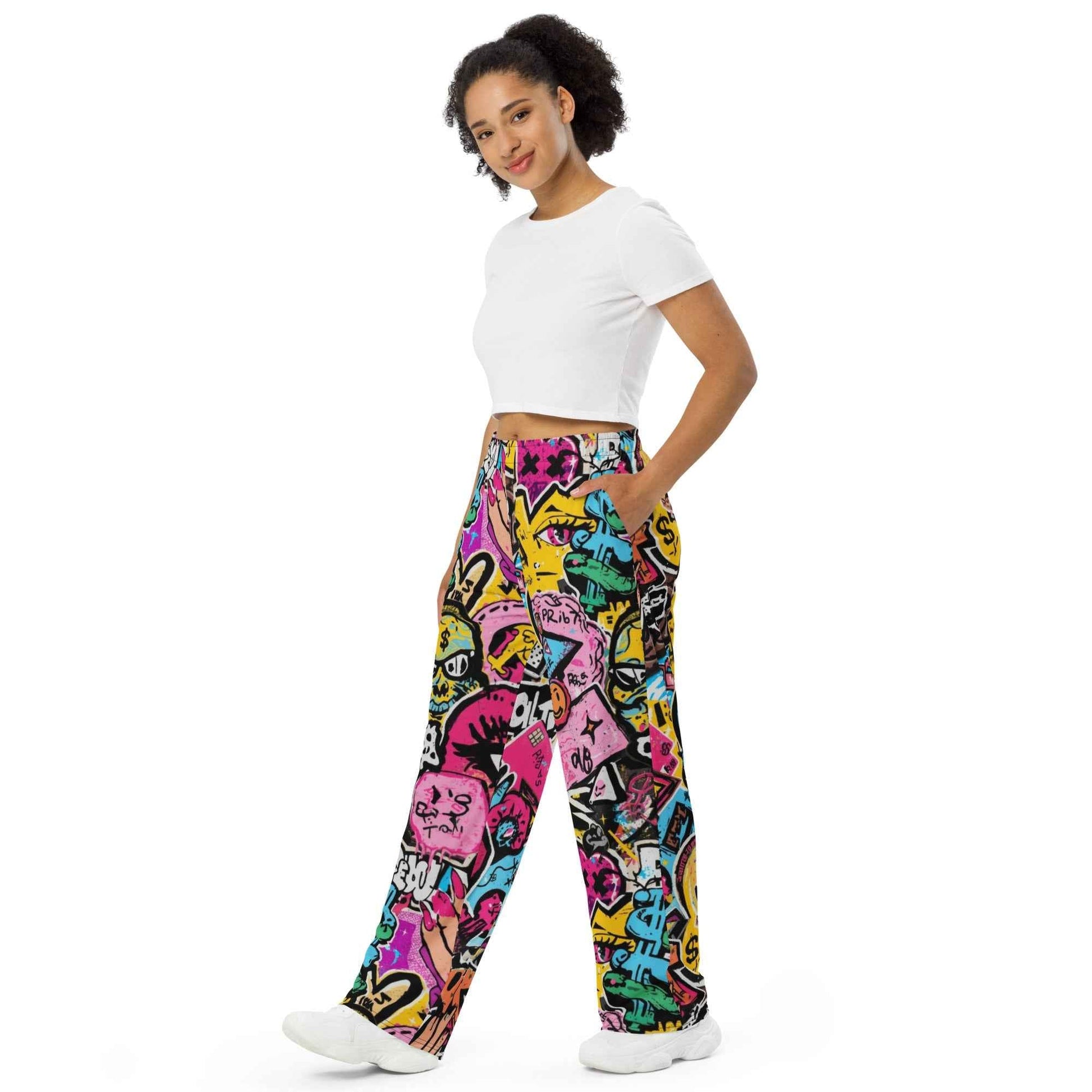 Collage Stitch Baddie Theme Wide Leg Joggers Pretty Junkie Apparel