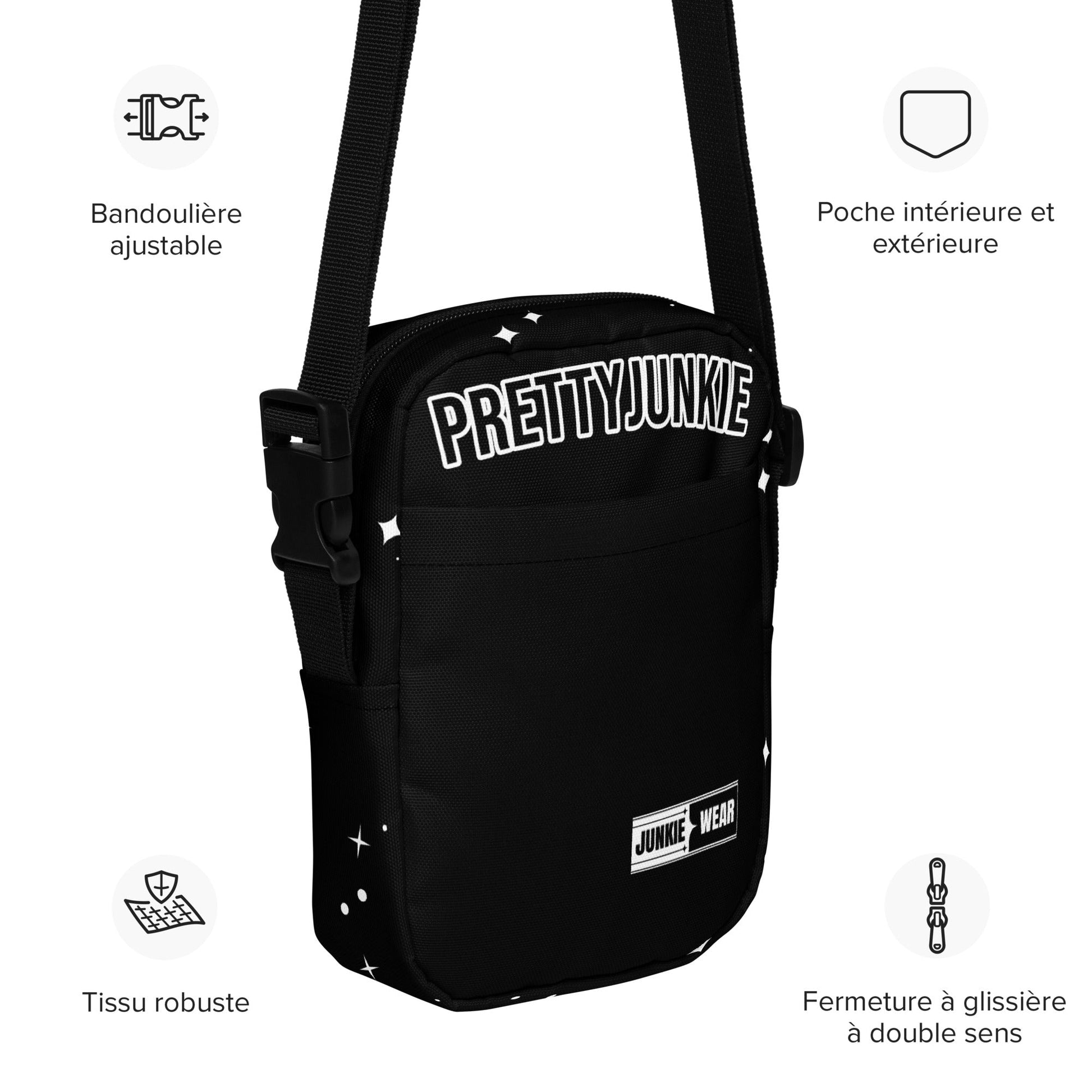 Urban Streetwear Black Utility Crossbody Bag Pretty Junkie Apparel