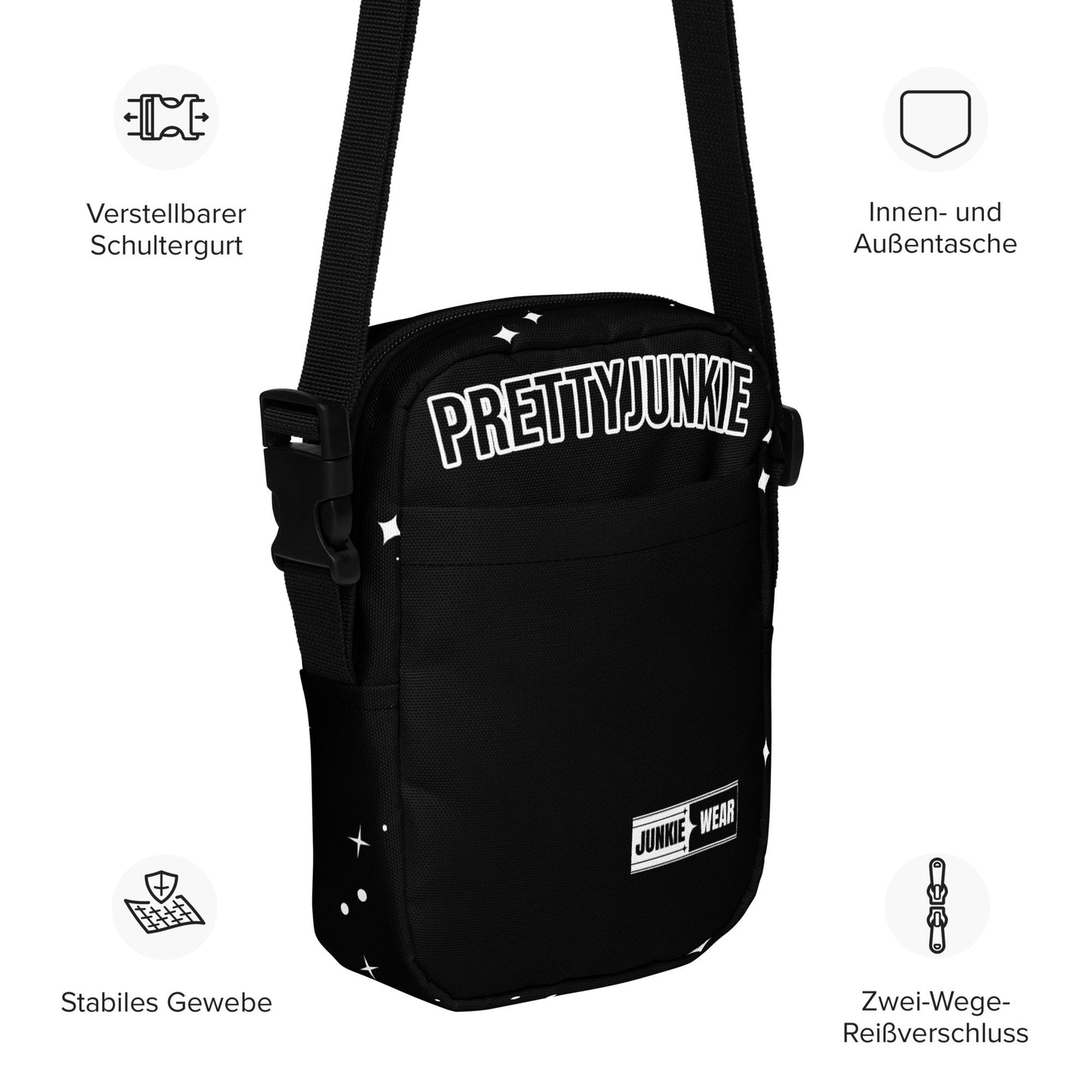 Urban Streetwear Black Utility Crossbody Bag Pretty Junkie Apparel