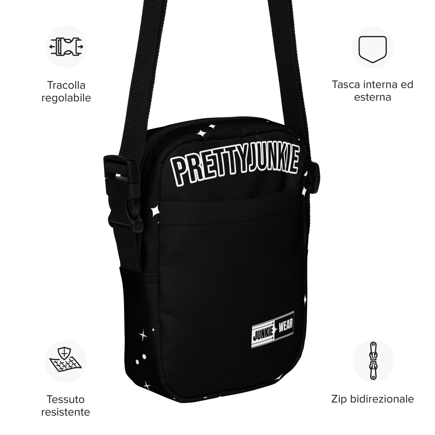 Urban Streetwear Black Utility Crossbody Bag Pretty Junkie Apparel