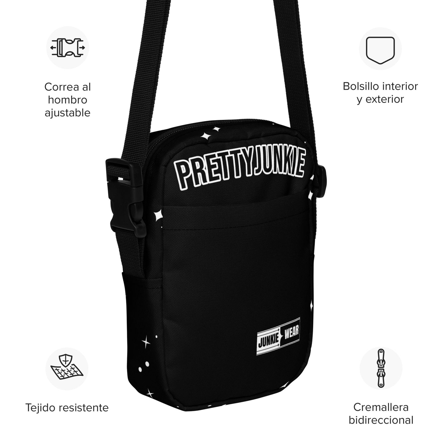 Urban Streetwear Black Utility Crossbody Bag Pretty Junkie Apparel