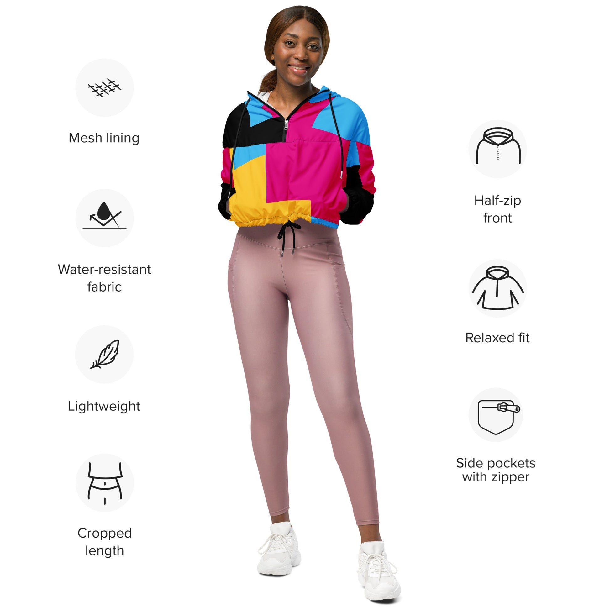 Women's Colorblock Cropped Track Jacket - Pretty Junkie Apparel