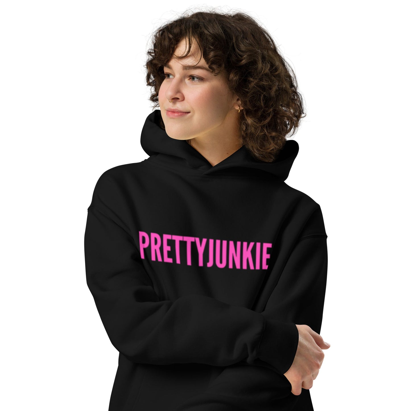 PRETTYJUNKIE Hot Pink Logo Oversized Hoodie Pretty Junkie Apparel