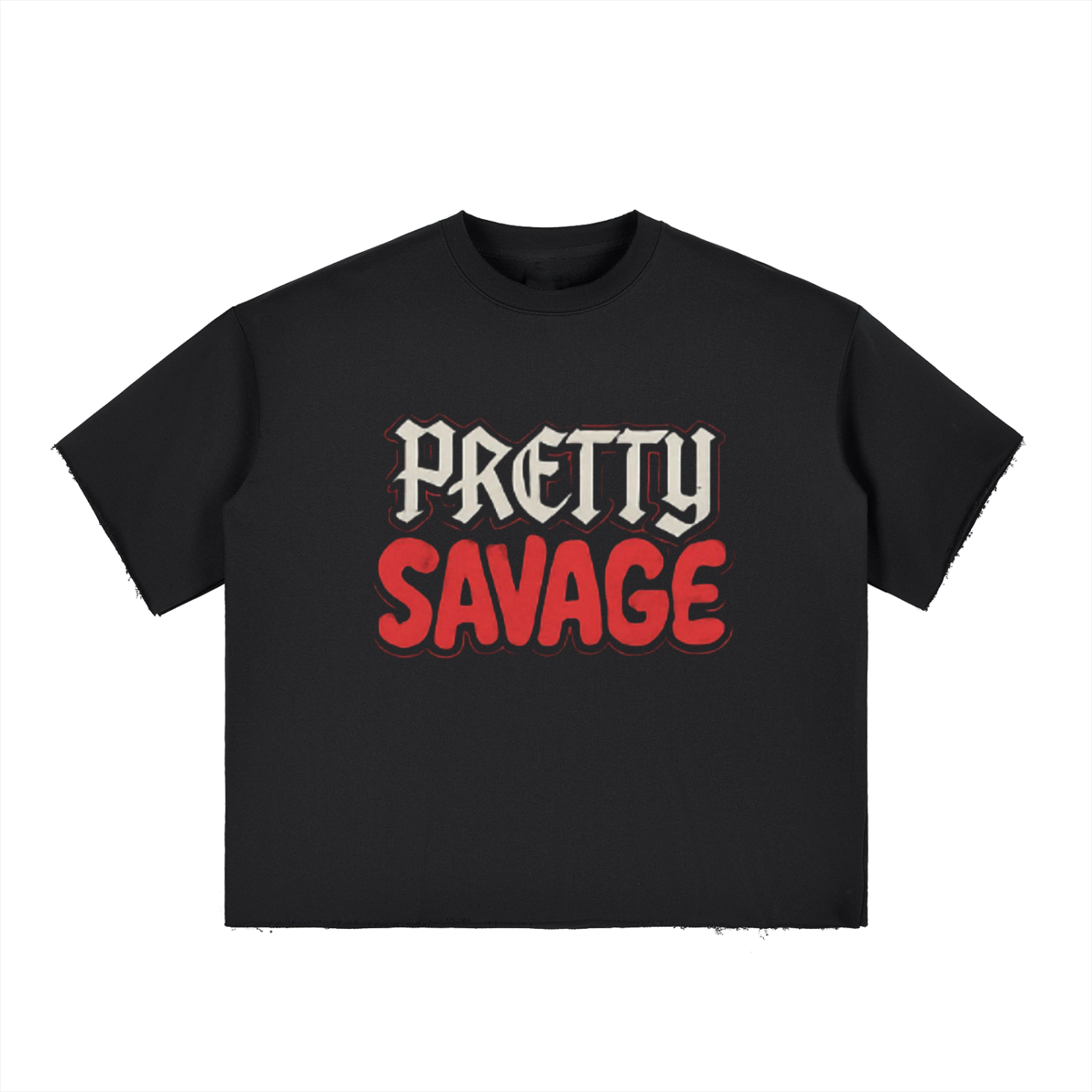 RiCHJVNKIE SOCIETY Boxy Half-Sleeve Raw-Edge T-Shirt ODMPOD
