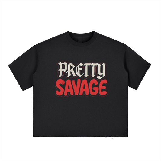 RiCHJVNKIE SOCIETY Boxy Half-Sleeve Raw-Edge T-Shirt ODMPOD