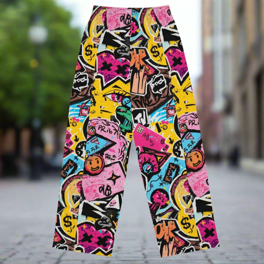 Collage Stitch Baddie Theme Wide Leg Joggers Pretty Junkie Apparel