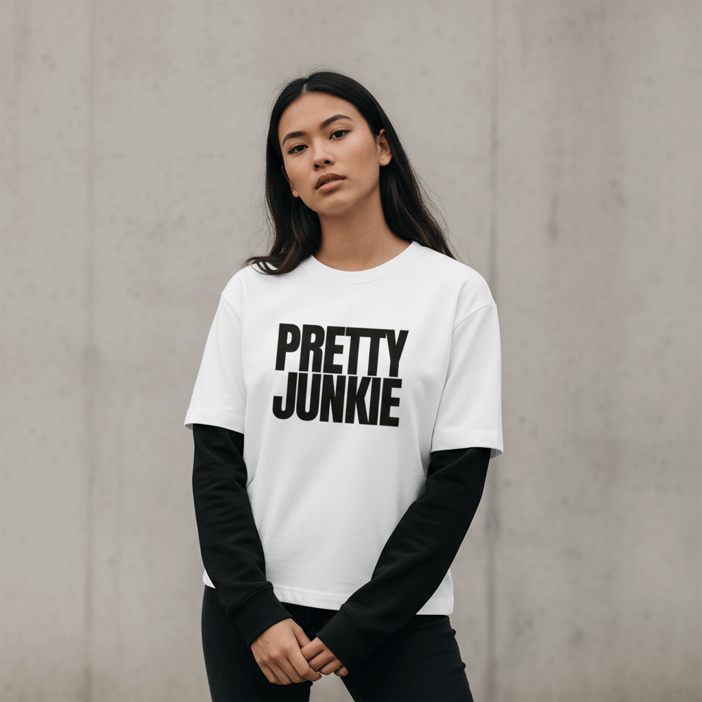 Layered Contrast Sleeve Cotton T-Shirt ODMPOD