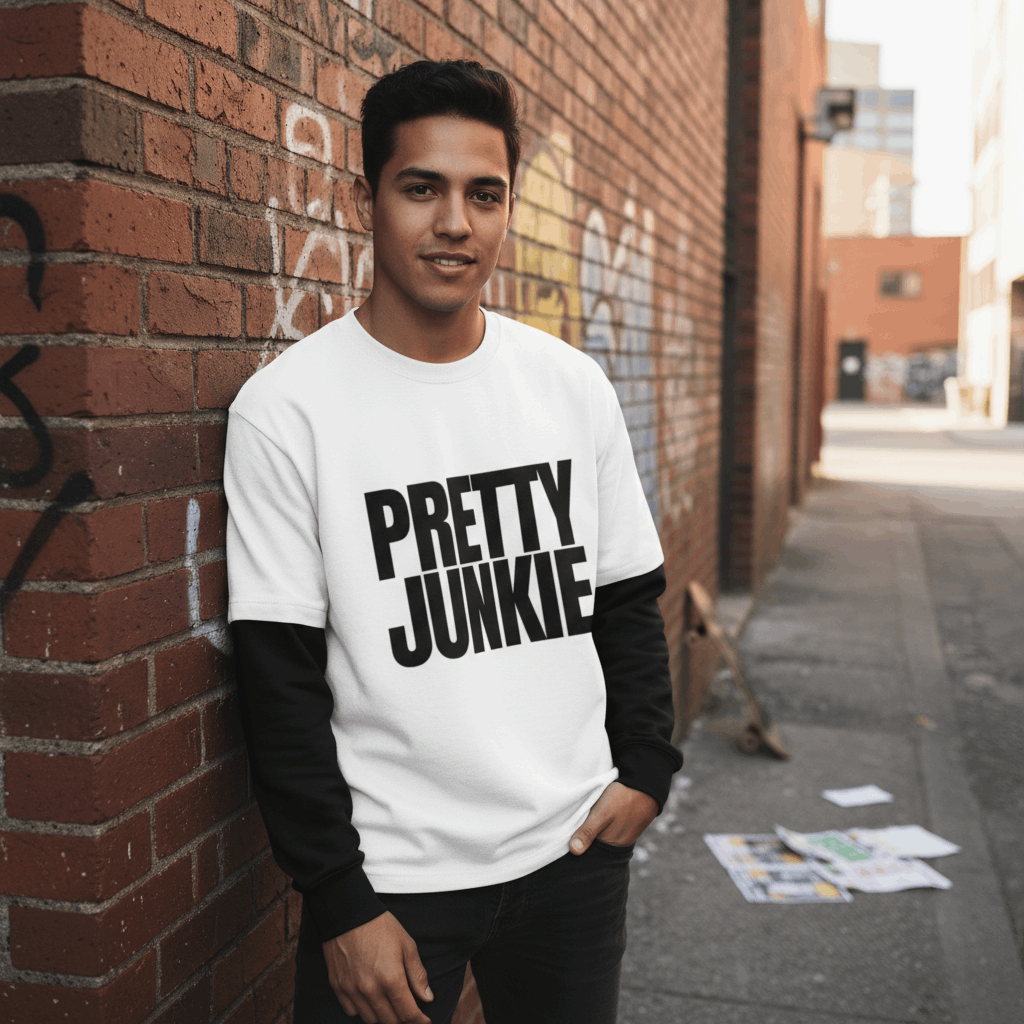 Layered Contrast Sleeve Cotton T-Shirt ODMPOD