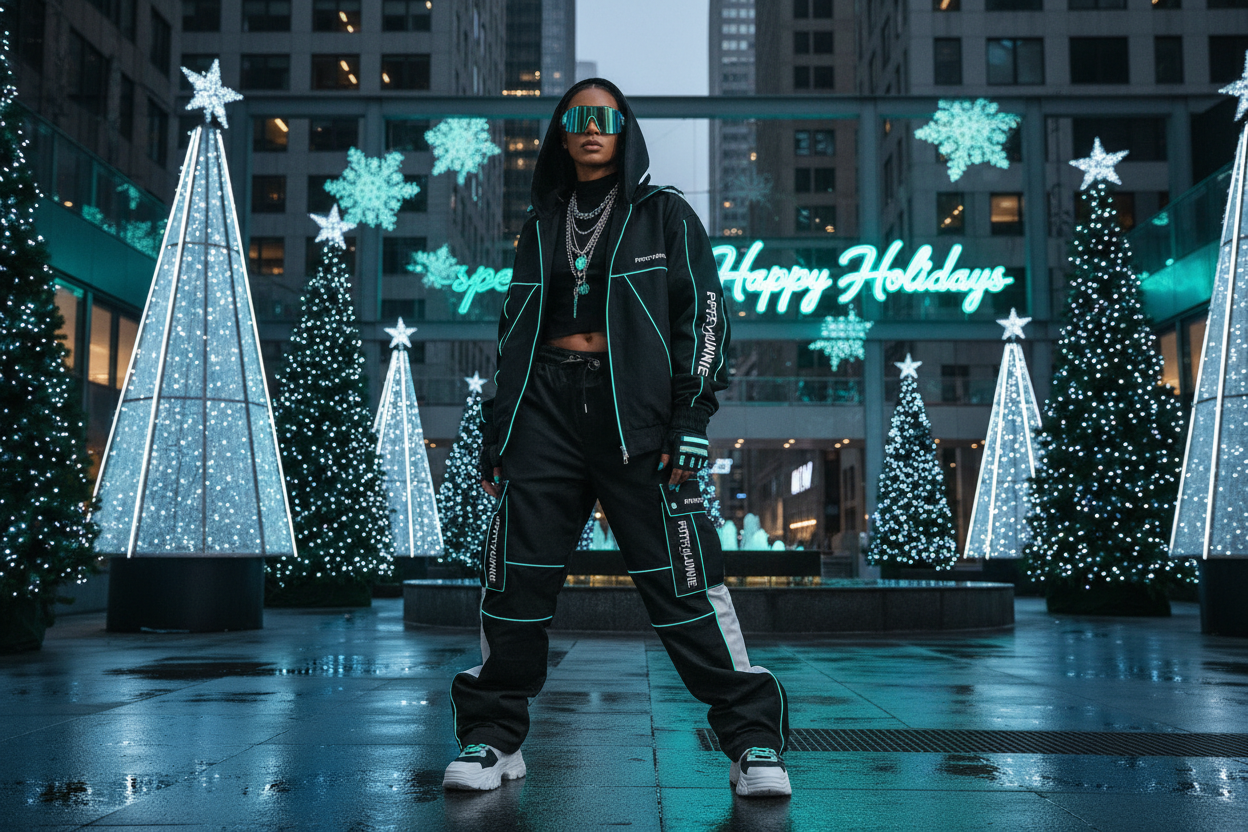 Christmas photo with prettyjunkie clothing 