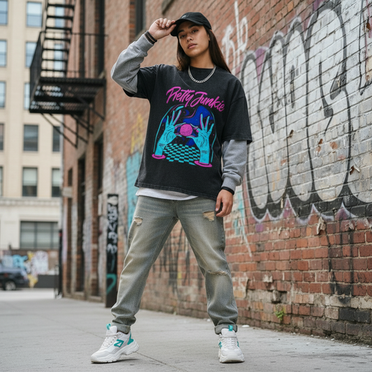 Snow Washed Oversized Cotton T-Shirt ODMPOD