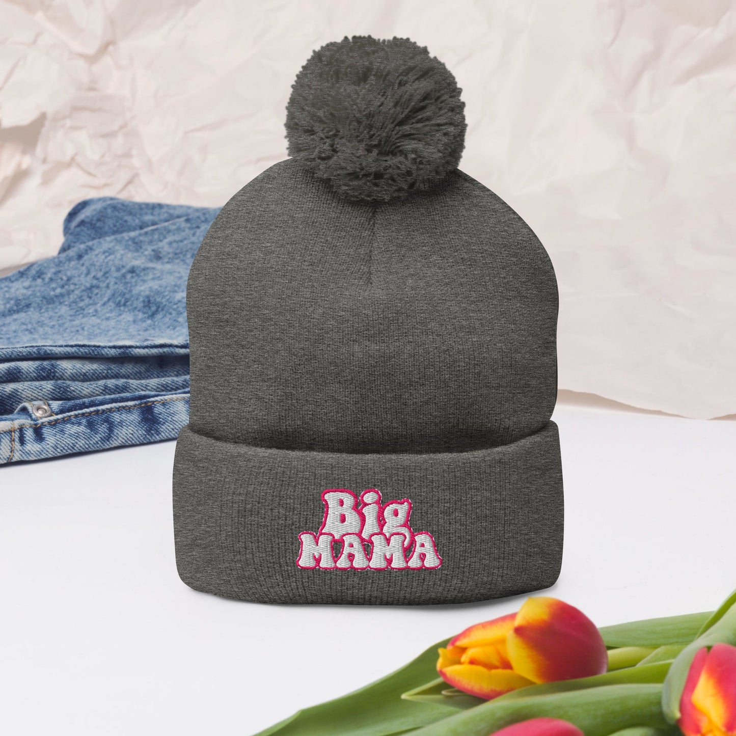 They Call Me "BigMama" Pom-Pom Beanie Pretty Junkie Apparel