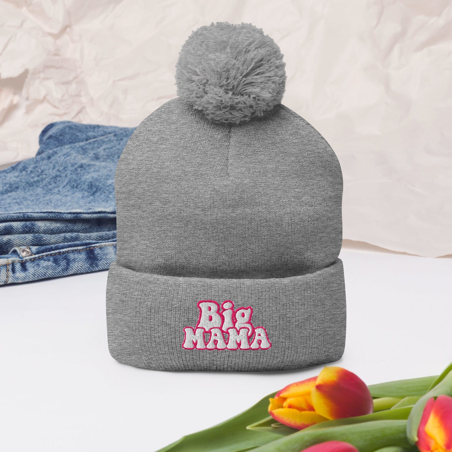 They Call Me "BigMama" Pom-Pom Beanie Pretty Junkie Apparel