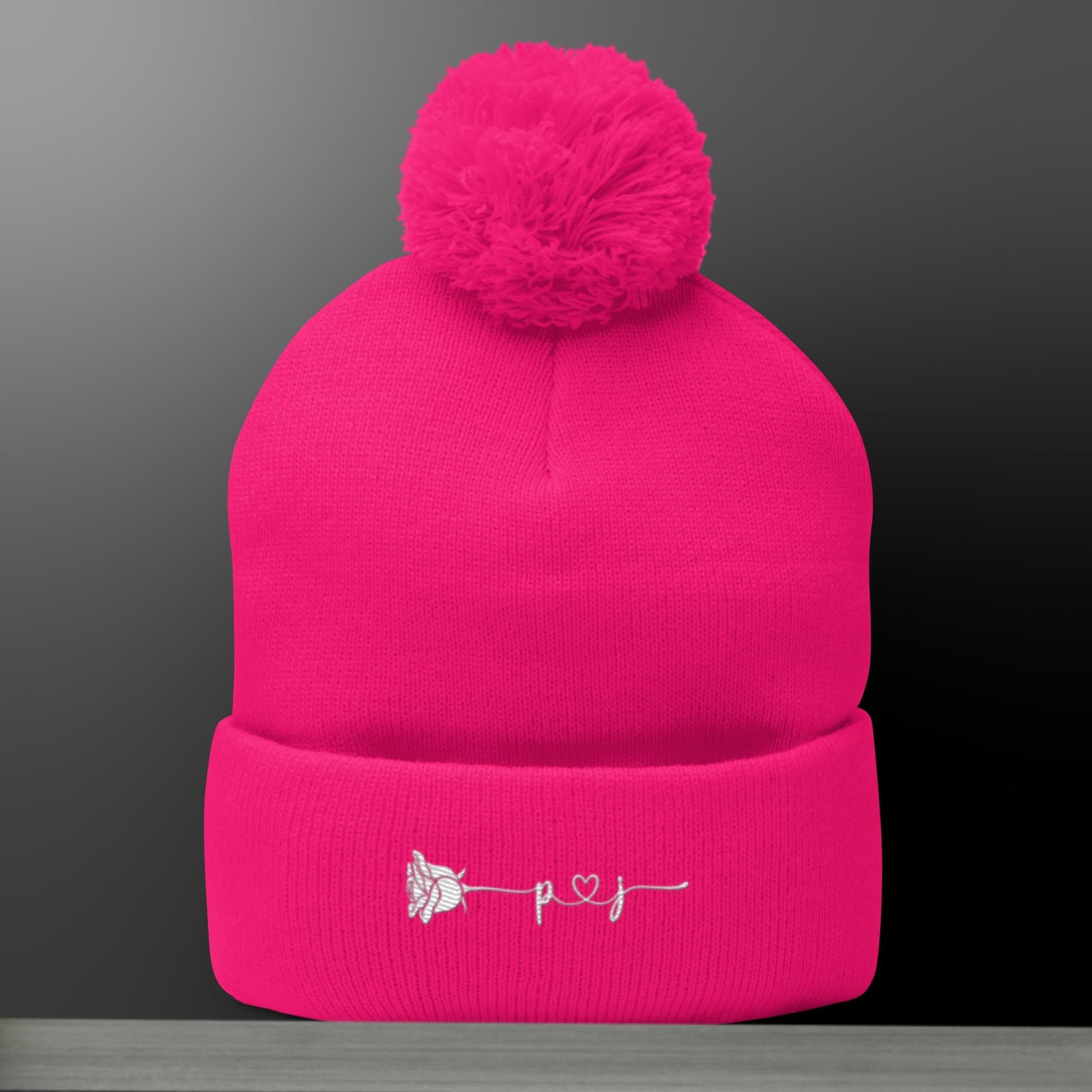 PrettyJunkie Embroidered Pom Beanie – Cold Season Classic Pretty Junkie Apparel