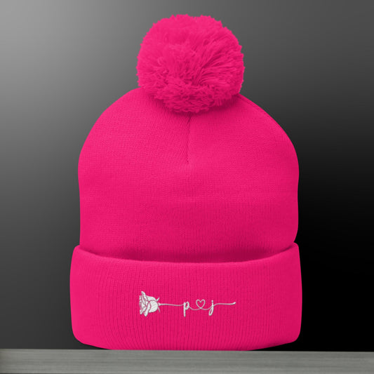 PrettyJunkie Embroidered Pom Beanie – Cold Season Classic Pretty Junkie Apparel