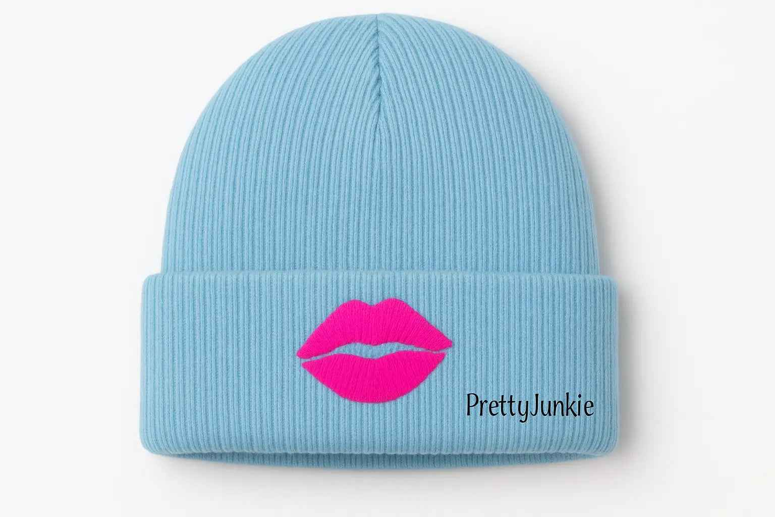Pretty Junkie Apparel Checker Cuff bold lip print beanie hat - Pretty Junkie Apparel
