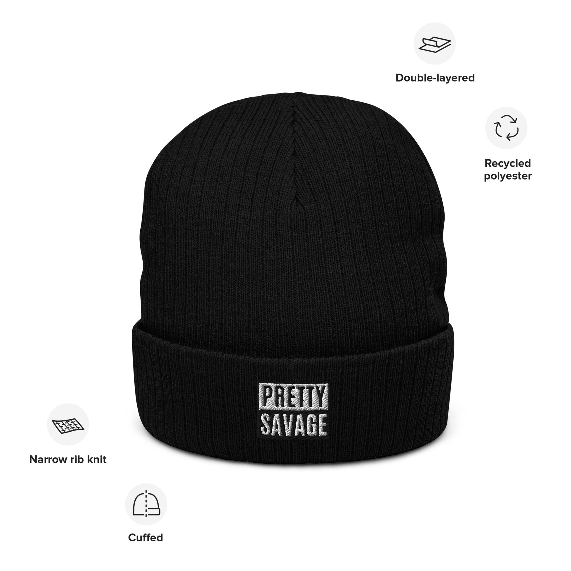 Pretty Savage Ribbed knit beanie Pretty Junkie Apparel