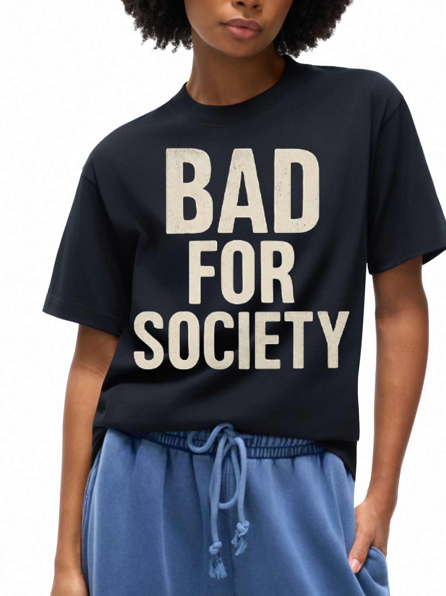 RiCHJVNKIE SOCIETY Bad for Society Oversized Cotton T-Shirt ODMPOD