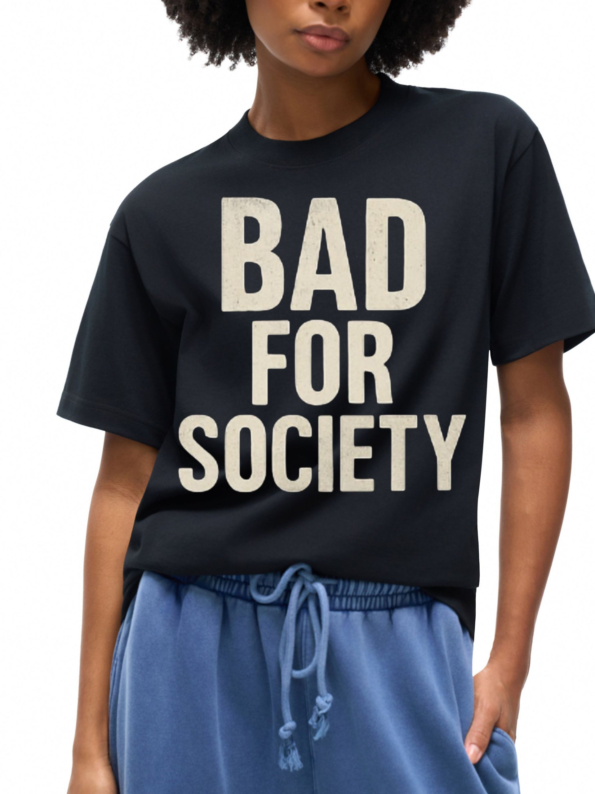 RiCHJVNKIE SOCIETY Bad for Society Oversized Cotton T-Shirt ODMPOD