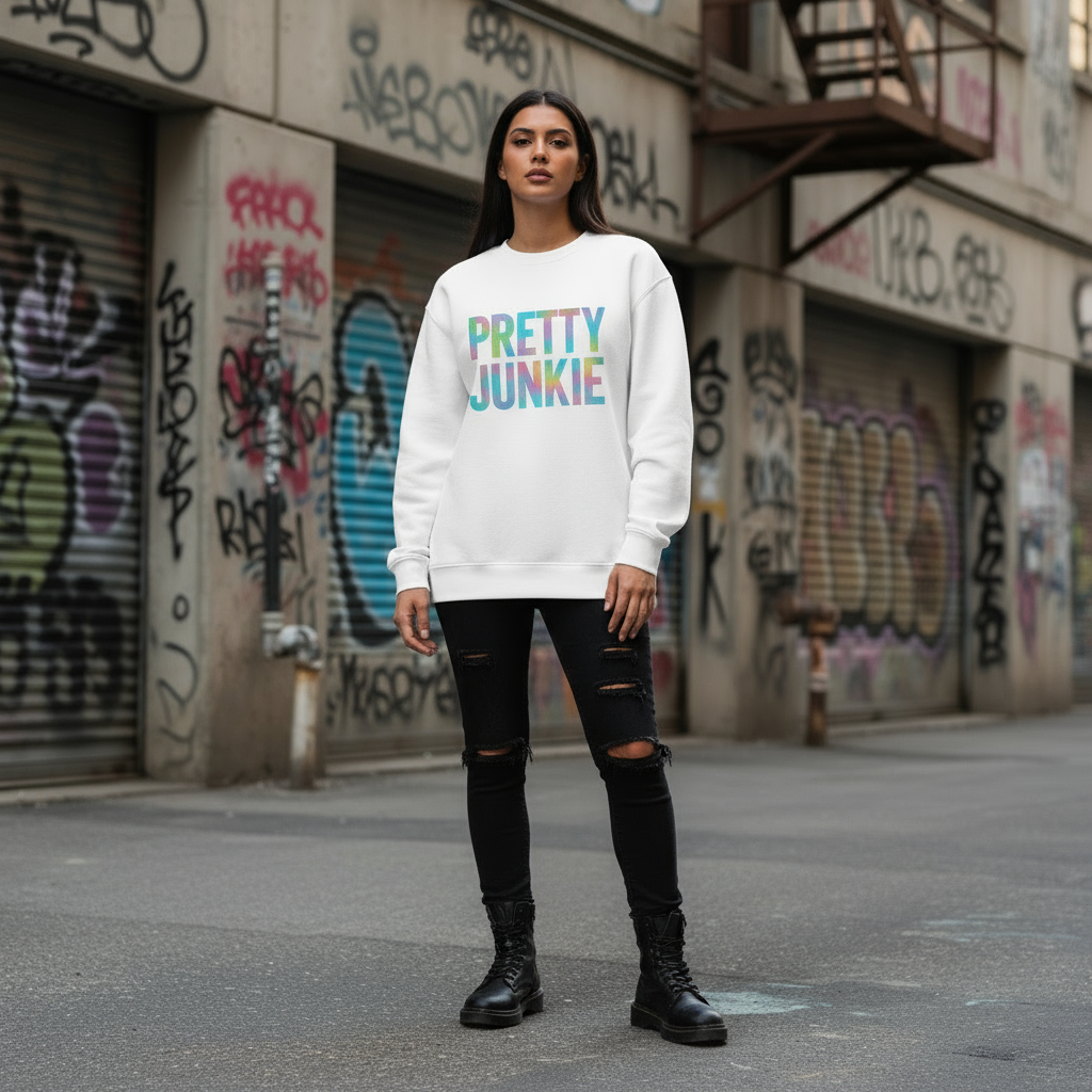 Holographic Print Oversized Fleece Sweatshirt PrettyJunkie® | Junkie Wear
